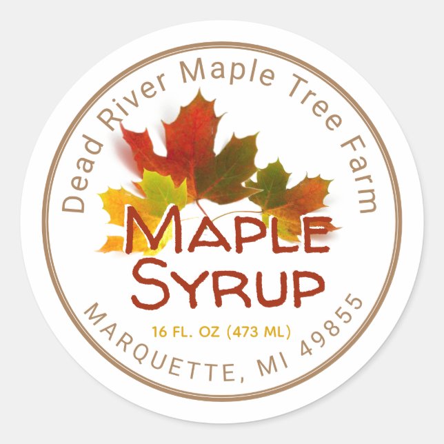 Redigerbar etikett för Maple Syrup Maple Löv Trio (Framsida)