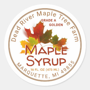 Redigerbar etikett för Maple Syrup Maple Löv Trio
