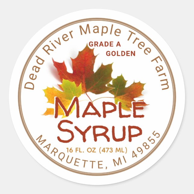 Redigerbar etikett för Maple Syrup Maple Löv Trio (Framsida)