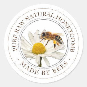Redigerbar etikett för Realistic Bee Honeycomb