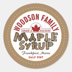 Redigerbar etikett för Red Maple Löv Emblem Maple