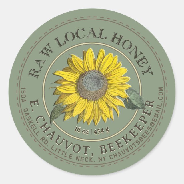 Redigerbar etikett för Solroshonung Kraft Honung B (Framsida)