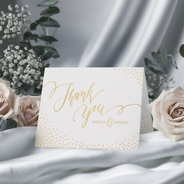 Redigerbar falsk guldglittrande kalligrafi tack kort (Editable faux gold glitter calligraphy thank you)