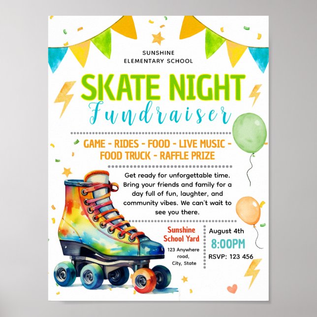Redigerbar familjeskridsko natt fundraiser flygbla poster (Framsidan)