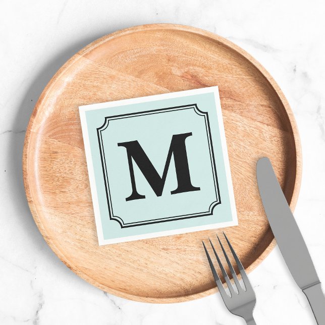 Redigerbar Färg-bakgrund, Biljett Gräns Monogram Pappersservett (Skapare uppladdad)