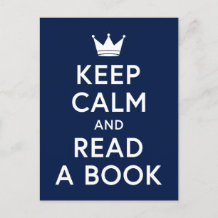 Redigerbar Färg Bookish Behålla Lugn och Läs Bok Vykort