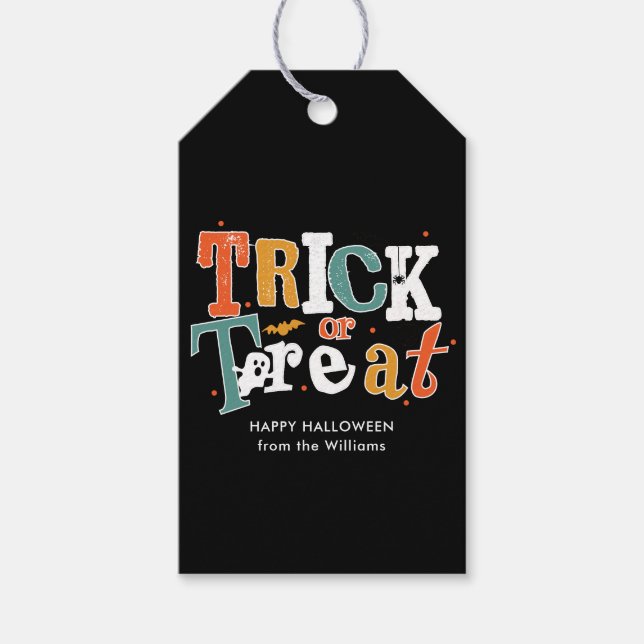 Redigerbar Färg Bus eller Buss Halloween  Presentetikett (Framsidan)