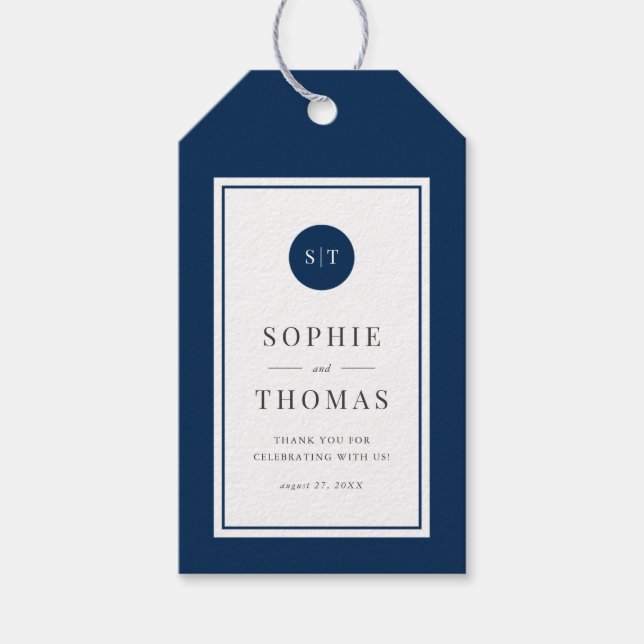 Redigerbar Färg Classic Round Monogram Bröllop Presentetikett (Framsidan)