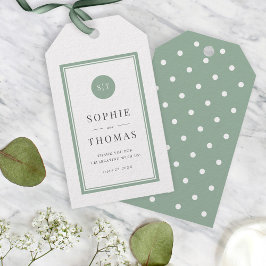 Redigerbar Färg Classic Round Monogram Bröllop Presentetikett