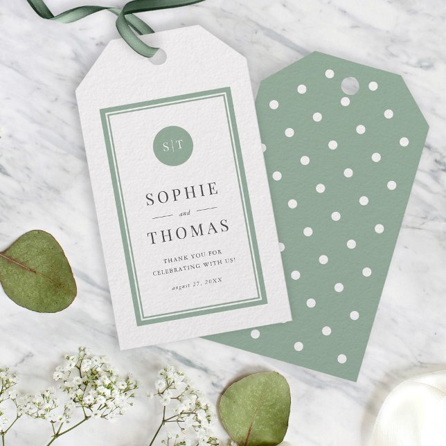 Redigerbar Färg Classic Round Monogram Bröllop Presentetikett (Skapare uppladdad)