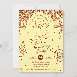 Redigerbar Färg Cookie-dekoration av Party Doodles Inbjudningar
