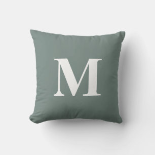 Redigerbar färg Grön Vit Monogram Initial Kudde