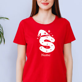 Redigerbar Färg Jul Monogram Anpassat Namn T Shirt
