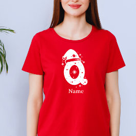 Redigerbar Färg Jul Monogram Anpassat Namn T Shirt
