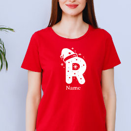 Redigerbar Färg Jul Monogram Anpassat Namn T Shirt