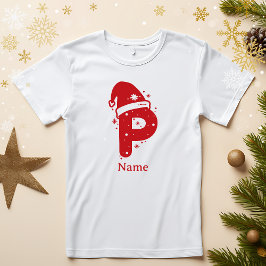 Redigerbar Färg Jul Monogram Anpassat Namn T Shirt