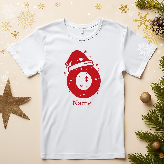 Redigerbar Färg Jul Monogram Anpassat Namn T Shirt (Skapare uppladdad)