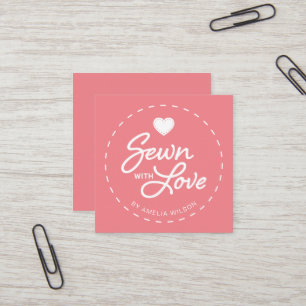 Redigerbar Färg Snyggt Sewn med Kärlek Heart Fyrkantigt Visitkort