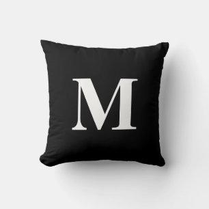 Redigerbar Färg Svart Vit Monogram Kudde