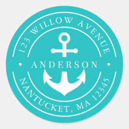 Redigerbar färg Vit kantlinje Ankare Returadresset Runt Klistermärke