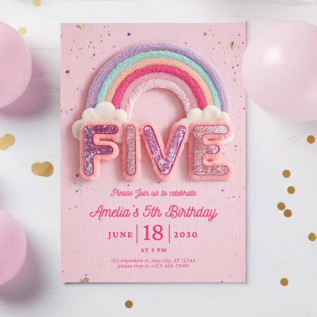 Redigerbar femårs födelsedagsinbjudan, 5-årsdag inbjudningar (Skapare uppladdad)