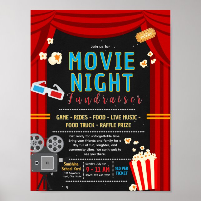 Redigerbar filmgavalkort för välgörenhet poster (Framsidan)