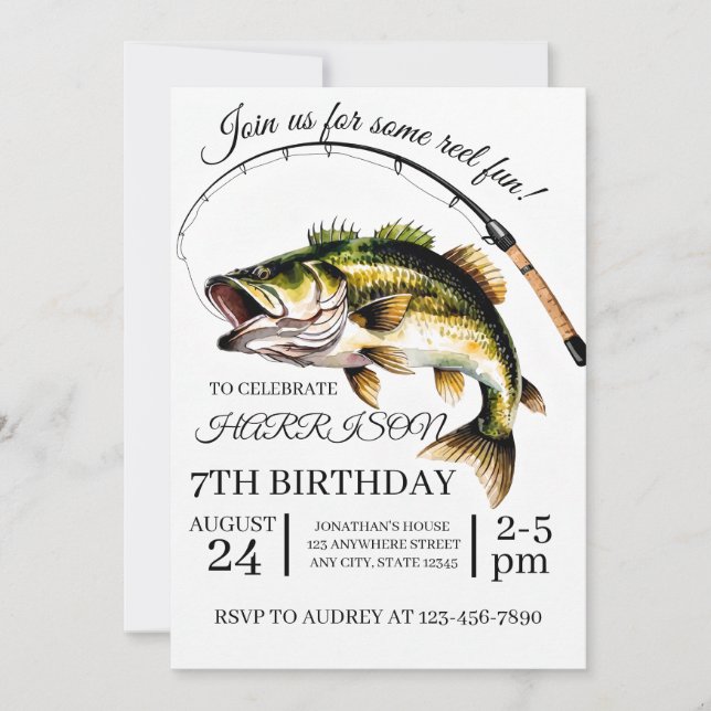 Redigerbar fiskebursdag inbjudningar (Framsida)