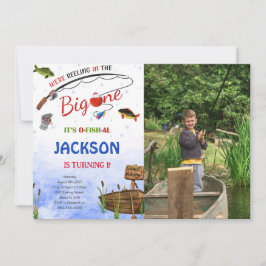 Redigerbar fiskebursdagsfotoinbjudan inbjudningar