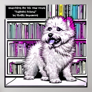 Redigerbar Fluffy Beaumont Hund Bibliotek Poster