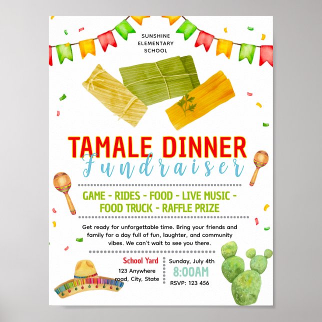 Redigerbar flugblad för fundraiser om tamale midda poster (Framsidan)
