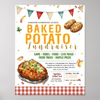 Redigerbar flygblad för bakad potatis-insamling poster