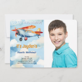Redigerbar Flygplans Födelsedagsfest Foto Inbjudningar