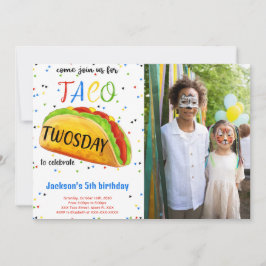 Redigerbar födelsedagsfotoinbjudan till taco inbjudningar