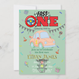 Redigerbar födelsedagsinbjudan för Racing Boy 1 år Inbjudningar