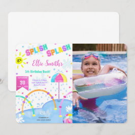 Redigerbar födelsedagsinbjudan för Splash Pad med Inbjudningar