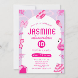 Redigerbar födelsedagsinbjudan till rosa Bassäng P Inbjudningar