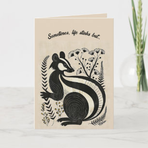 Redigerbar Folk Art Skunk-kort Kort