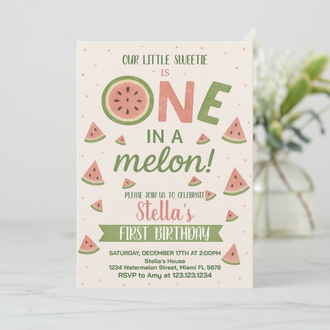 Redigerbar för barn för inbjudan till Watermelon B (Stående Fram)