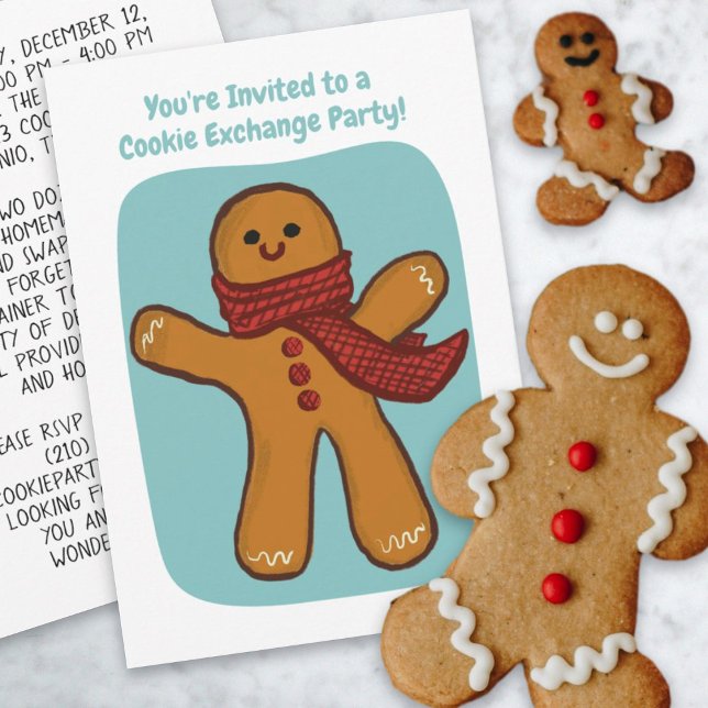 Redigerbar för handgjord cookie Exchange Party Hel Inbjudningar (Handmade Cookie Exchange Party Holiday Editable Invitation)