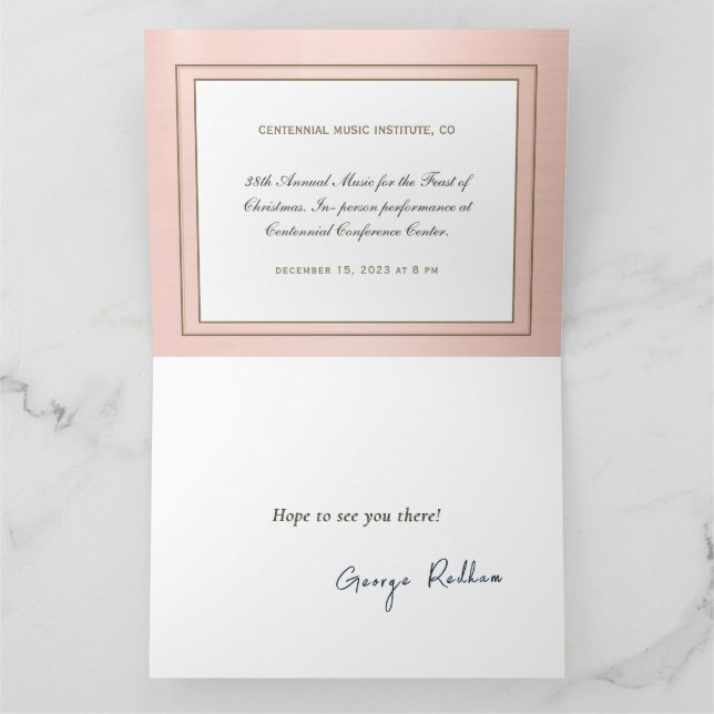 Redigerbar Formell Black Guld Music Note Guld Grän Kort (Inuti)