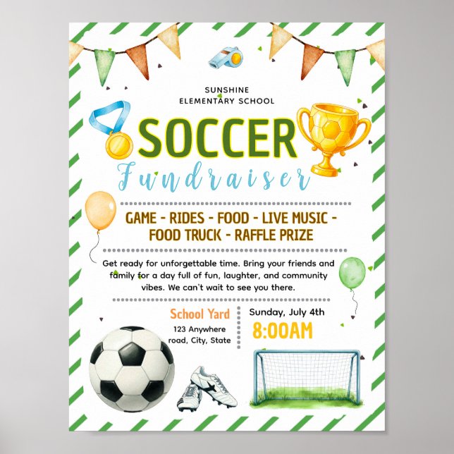 Redigerbar fotbollsfundraisingaffisch poster (Framsidan)