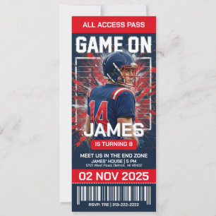 Redigerbar fotbollsticket födelsedagsinbjudan inbjudningar
