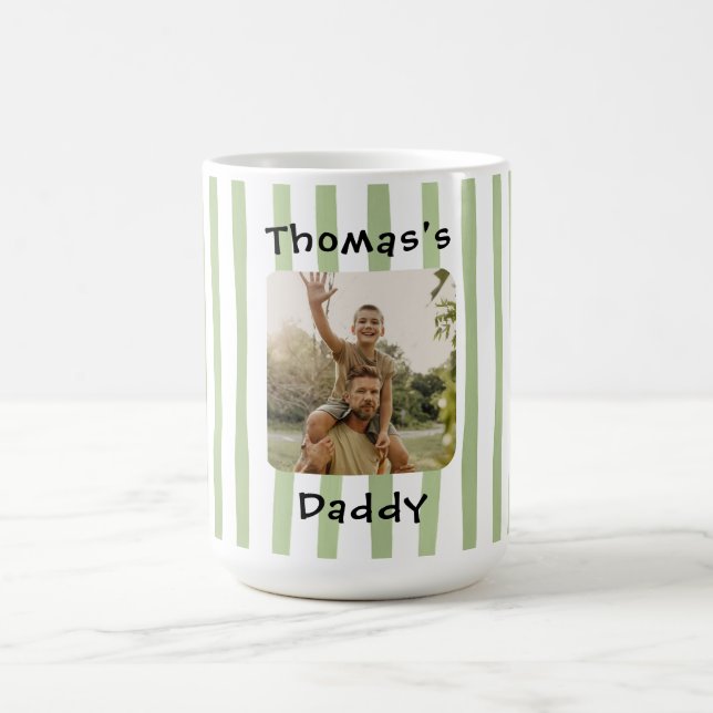 Redigerbar Foto Gröna Ränder Kaffemug Kaffemugg (Center)