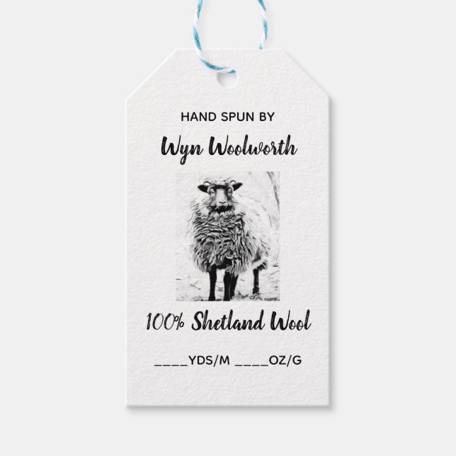 Redigerbar foto Shetland Wool-etikett Presentetikett (Framsidan)