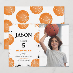 Redigerbar fotoinbjudan till basket inbjudningar