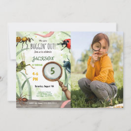 Redigerbar fotoinbjudan till Kryp-födelsedag Inbjudningar