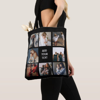 Redigerbar fotokollage Svart Tote Bag Tygkasse