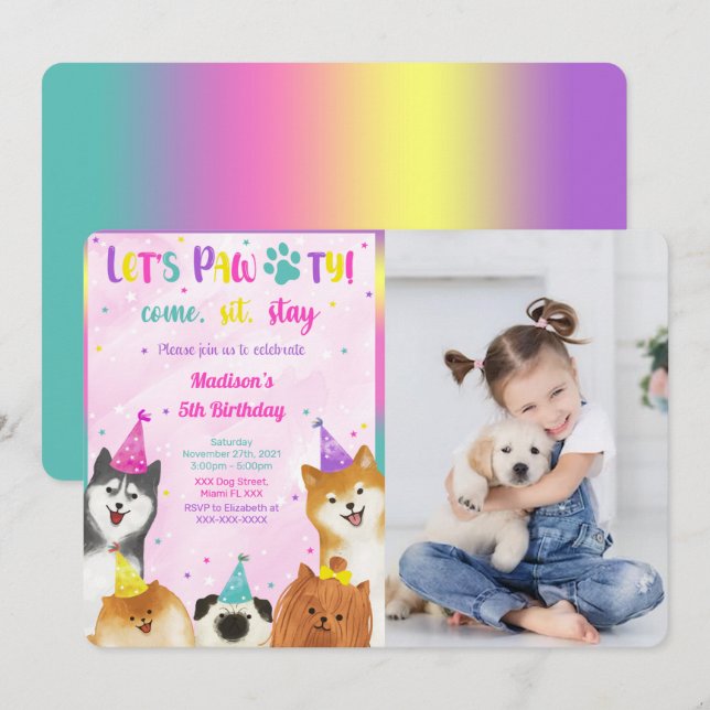 Redigerbar fotomedbjudning till uppvalsfåglar på f inbjudningar (Fram/baksida)