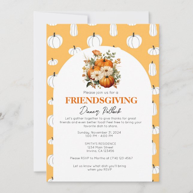 Redigerbar Friendsgiving-festinvitation Mall (Framsida)
