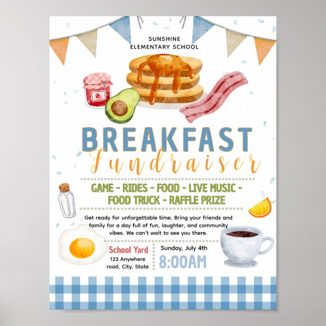 Redigerbar frukost insamlingsflygblad poster (Framsidan)